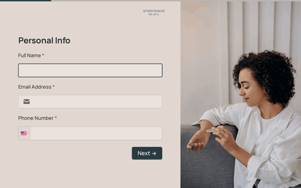 Personal Info form page preview