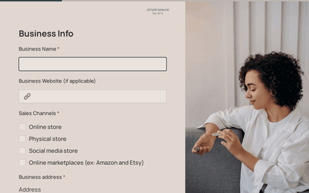 Business Info form page preview