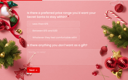 Gift details form page preview
