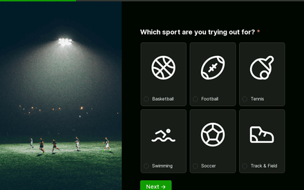 Sport form page preview