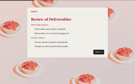 Deliverables form page preview
