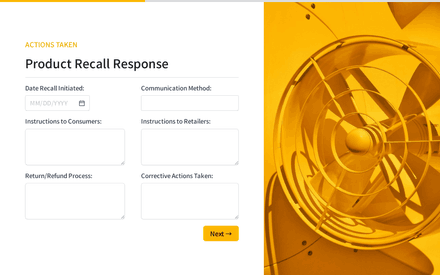Actions form page preview