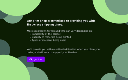 Turnaround time form page preview