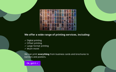 Types of printing service form page preview