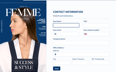 Contact form page preview