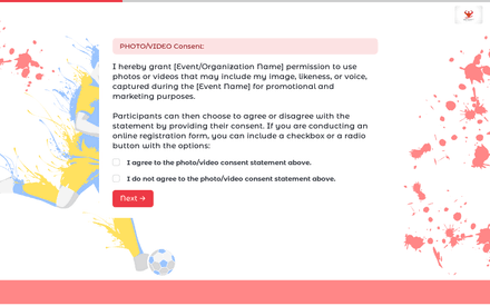 Photo/Video Consent form page preview