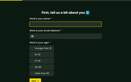 Basic information form page preview