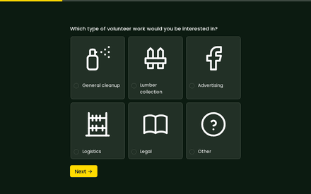 Volunteer work form page preview