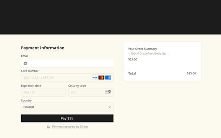 Payment form page preview